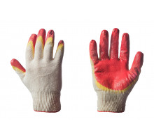 Перчатки х/б+пэ с двойным латексным обливом, 10 класс вязки
