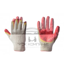 Перчатки х/б+пэ с двойным латексным обливом, 10 класс вязки