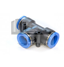 Фитинг пневматический цанговый пластиковый Т-образный PUT 16