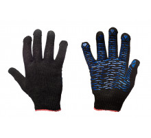 Перчатки х/б+пэ с ПВХ нанесением "Волна" черные, 10 класс вязки, 5 нитей