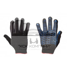 Перчатки х/б+пэ с ПВХ нанесением "Волна" черные, 10 класс вязки, 5 нитей