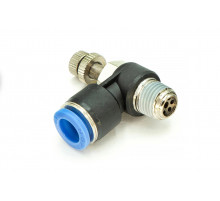 Регулятор расхода воздуха L-образный с наружной резьбой NSC 10-02 (R1/4")