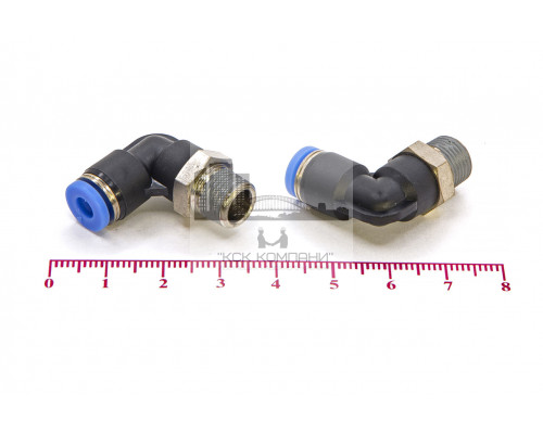 Пневмофитинг цанговый L-образный с наружной резьбой PL 4-01 (R1/8)