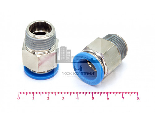 Пневмофитинг цанговый прямой с наружной резьбой PC 16-04 (R1/2)