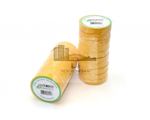 Изолента ПВХ 15 мм х 20м желтая (толщ.0,12 мм, вес ~40 г) Ostendorf