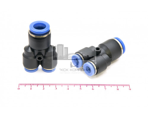 Фитинг пневматический цанговый пластиковый Y-образный переходной PW 10-6