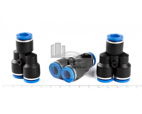 Фитинг пневматический цанговый пластиковый Y-образный PY 10