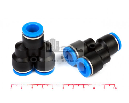 Фитинг пневматический цанговый пластиковый Y-образный PY 12