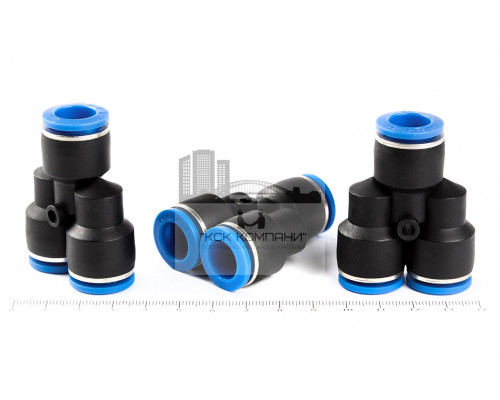 Фитинг пневматический цанговый пластиковый Y-образный PY 12