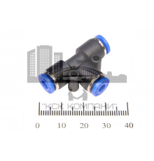 Фитинг пневматический цанговый пластиковый Т-образный PUT 4