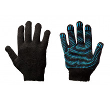 Перчатки х/б+пэ с ПВХ нанесением "Точка" черные, 10 класс вязки, 5 нитей