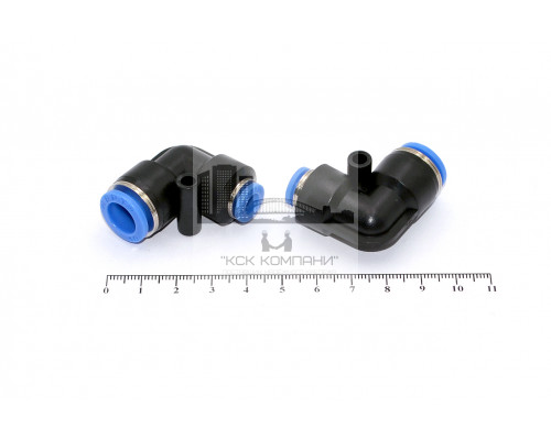 Фитинг пневматический цанговый пластиковый Г-образный PUL 10-6