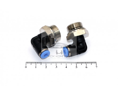 Пневмофитинг цанговый L-образный с наружной резьбой PL 4-03 (R3/8)