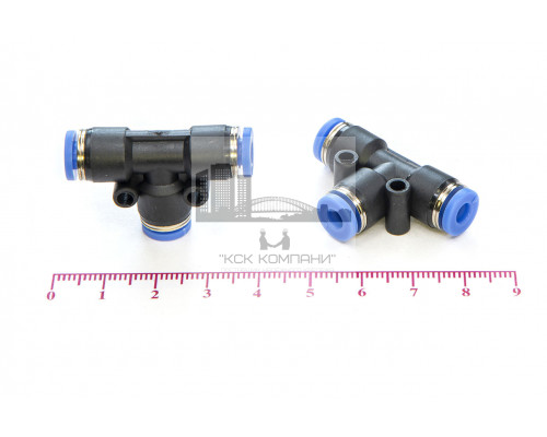 Фитинг пневматический цанговый пластиковый Т-образный PUT 4