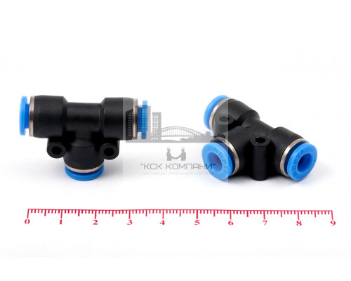 Фитинг пневматический цанговый пластиковый Т-образный PUT 6