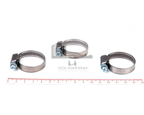 Хомут червячный 20-32/9 нерж. W2 (AISI 430)