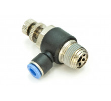 Регулятор расхода воздуха L-образный с наружной резьбой NSC 6-03 (R3/8")