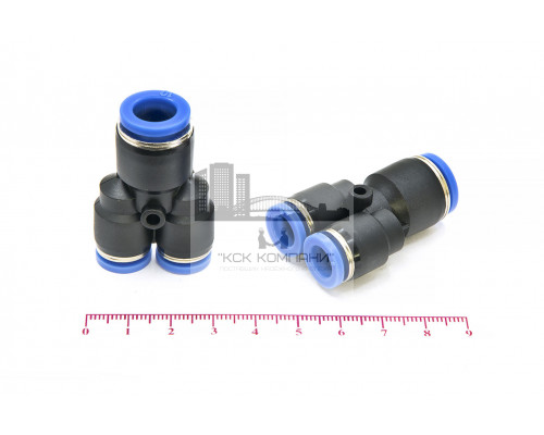 Фитинг пневматический цанговый пластиковый Y-образный переходной PW 10-8