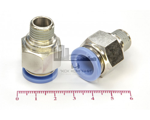 Пневмофитинг цанговый прямой с наружной резьбой PC 12-02 (R1/4)