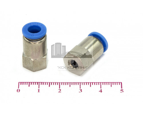 Пневмофитинг цанговый прямой с внутренней резьбой PCF 6-М5х0.8
