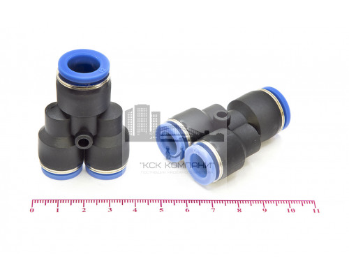 Фитинг пневматический цанговый пластиковый Y-образный переходной PW 12-10