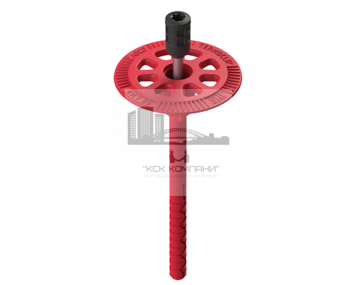 Полимерный тарельчатый дюбель с вкручиваемым распорным элементом и термоизоляционной головкой