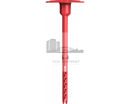 Металлическая гибкая связь из удлиненного распорно-связующего элемента с диагональной накаткой и тарельчатого полимерного дюбеля