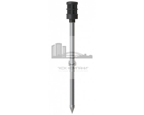 Полимерный тарельчатый дюбель с забивным распорным элементом из углеродистой стали с мелкой накаткой и термоизоляционной головкои