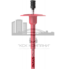 Дюбеляель с рёбрами ограничения глубины и забивным металлическим распорным элементом с мелкой накаткой и термоизоляционной головкой