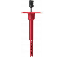 Дюбеляель с рёбрами ограничения глубины и забивным металлическим распорным элементом с термоизоляционной головкой