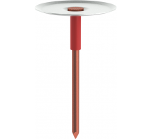 Металлический приварной изолированный штифт с прикрепленной к нему металлической прижимной шайбой для крепления технической и