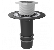 Надставной элемент с обжимным фланцем, запорным кольцом и трапом с дренажным фланцем типа Д2