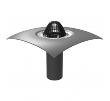 Надставной элемент с обжимным фланцем, комплектуется листвоуловителем и ПВХ фартуком