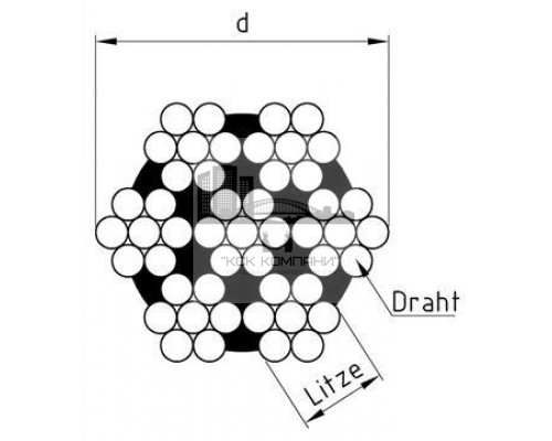 Трос для растяжки DIN 3055 (Art. 8379) A4 средней жесткости, D5 мм (200 м)