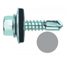 Саморез кровельный RAL7004 со сверлом и прессшайбой окрашенный ОЦ, 6.3x32 мм