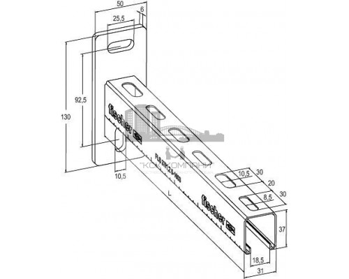 Консоль fischer ALK для монтажной системы FLS оцинкованная, 37x31x1.2-300 мм