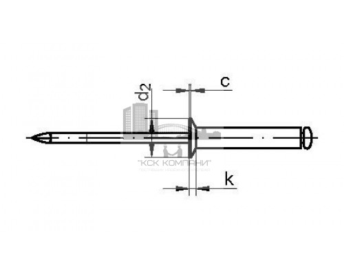 Заклепка вытяжная DIN 7337 PT-SH Al/St с потайной шляпкой и стальным стержнем, 4x9 (3-5)