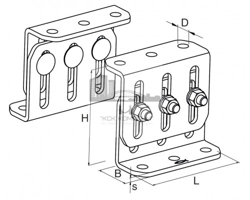 Крепление неподвижных опор fischer FMFS M для компенсации тепловых расширений гоц. сталь, 175-240 мм/54x140 мм
