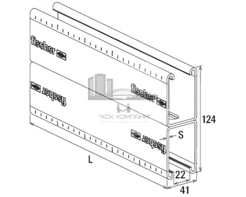 Профиль монтажный fischer FUS 62D двойной, 62D/2.5-6000 мм