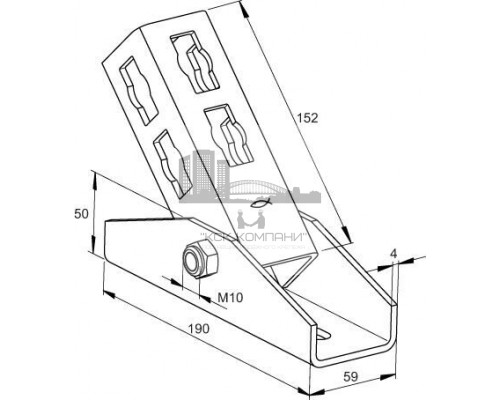 Опора регулируемая fischer PVB для системы FUS ОЦ, 59x152x50 мм
