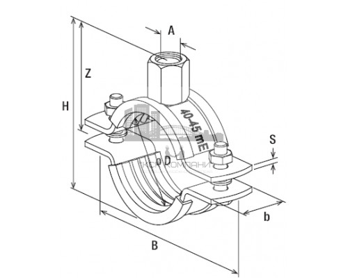 Трубный хомут fischer FRSM для тяжелых трубопроводов с метрической резьбой гоц.сталь, M10/M12 19-23 мм (1/2)