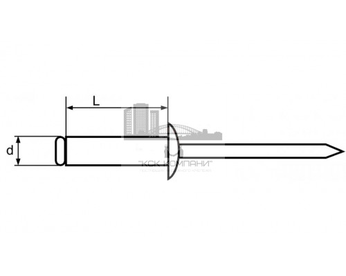 Заклепка вытяжная стальная DIN 7337 VSVS St/St с выпуклой шляпкой, 4.8x30