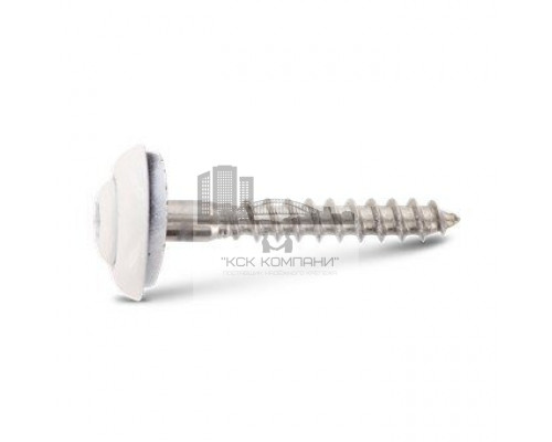 Art. 9087 A2 4,5X25 TX20 - RAL 9010 Шуруп нержавеющий c полупотайной головкой и двухсоставной шайбой, со свободной EPDM прокладкой, цвет белый звездообразны