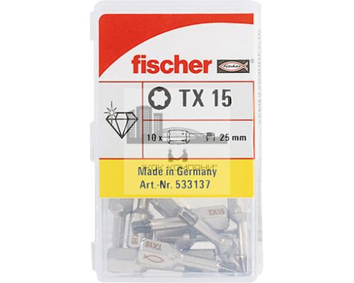 Бита под шуруповерт fischer FDB шлиц звездочка, TX15x25 мм (10 шт.)