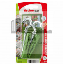 Дюбель универсальный fischer UX R RH Green K NV с шурупом-полукольцо ЭКО, 10x60/7x97 мм