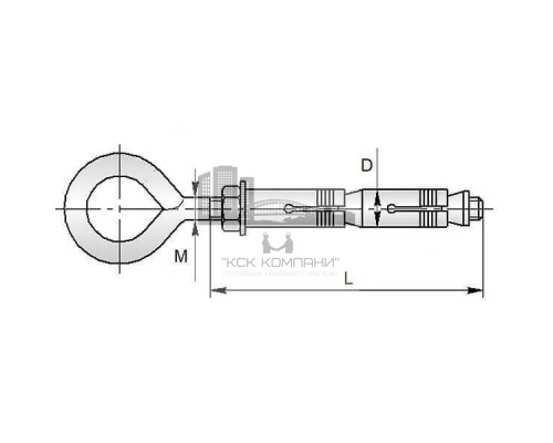 Анкерный болт двухраспорный AB-KD с кольцом ЖЦ, M8 12x120