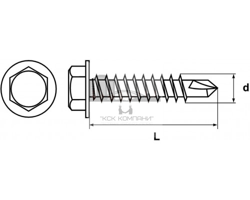 Саморез кровельный RAL7004 со сверлом и прессшайбой окрашенный ОЦ, 6.3x38 мм