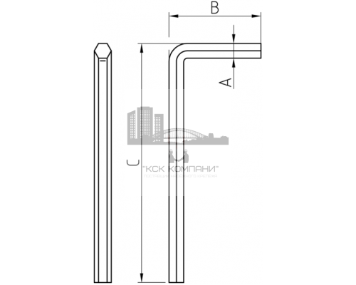 Ключ шестигранный DIN 911 L-образный ОЦ, 2x50 мм
