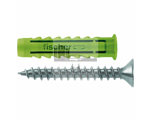 Распорный дюбель fischer SX S Green K NV с кромкой и потайным шурупом ЭКО, 6x30/4.5x40 мм