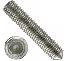 Винт установочный DIN 914 А2 с внутренним шестигранником и коническим концом, M12x12 мм
